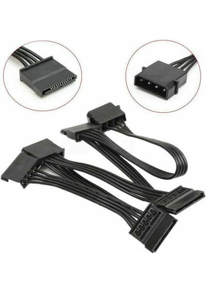 10X 4pin Ide - 5 Bağlantı Noktalı Güç Uzatma Kablosu 4pin Molex - Çoklu Sata Bağlantı Noktası 18AWG Tel Güç Kablosu Sabit Disk HDD SSD Pc Için (Yurt Dışından)