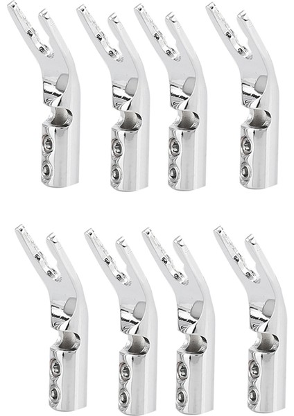 8 Adet Hıfı Muz Y Maça Y Altın Kaplama Saf Bakır Vidalı Çatal Hifi Hoparlör Maça Konnektör Fişleri-Gümüş (Yurt Dışından)