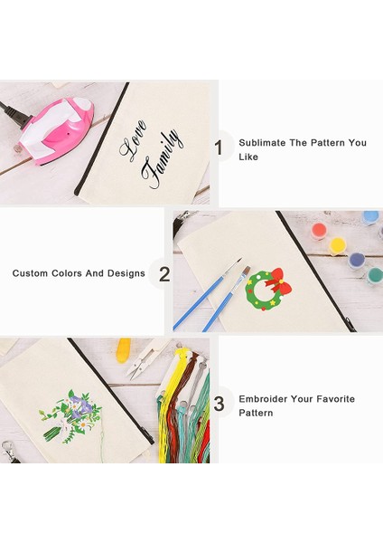 10 Paket Süblimasyon Boş Kozmetik Çantaları Makyaj Çantaları Dıy Zanaat Için Bileklikli Fermuarlı Kalem Çantaları Siyah 8.3 x 5.1 In (Yurt Dışından)