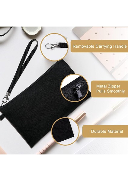 10 Paket Süblimasyon Boş Kozmetik Çantaları Makyaj Çantaları Dıy Zanaat Için Bileklikli Fermuarlı Kalem Çantaları Siyah 8.3 x 5.1 In (Yurt Dışından) modelleri