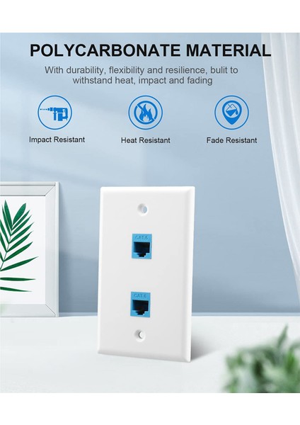 Alçak Gerilim Montaj Braketli 2x Ethernet Duvar Plakası, Tekli 2 Bağlantı Noktalı Cat6 Ethernet Kablosu Duvar Çıkışı (Yurt Dışından)