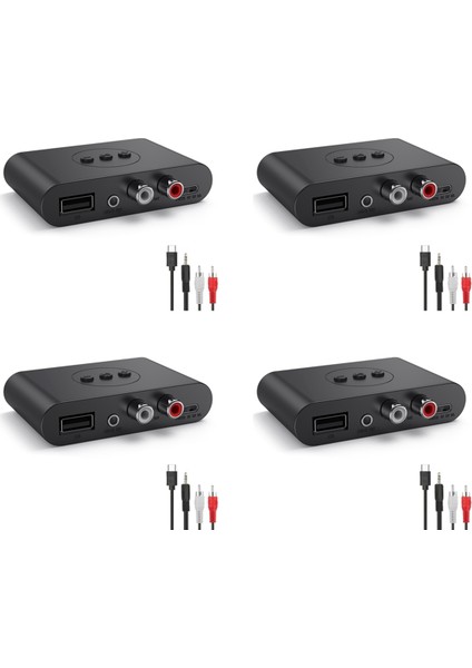 4x Bluetooth 5.2 Ses Alıcısı Nfc USB Flash Sürücü Rca 3.5mm Aux USB Stereo Müzik Kablosuz Mikrofonlu Adaptör (Yurt Dışından)
