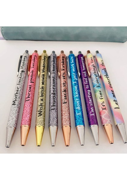 9 Adet Komik Tükenmez Kalemler Günlük Hafta Içi Vibes Glitter Kalem, Yazma Siyah Mürekkep Orta Nokta 1.0 mm Ofis Hediyeleri Için Kalemler (Yurt Dışından) fırsatları