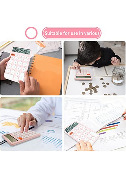 2 Paket Temel Hesap Makinesi, Cep Boyutunda Mini Hesap Makineleri, Ofis Için 12 Haneli Masaüstü Hesap Makinesi, Okul Öğrencileri Sarı (Yurt Dışından)