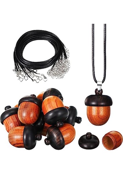 10 Adet Ahşap Somun Kolye Ahşap Charms ile 10 Adet Siyah Mumlu Kolye Kordon Dıy Aksesuarları Kolye (Yurt Dışından)