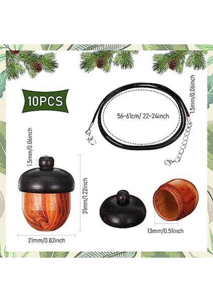 10 Adet Ahşap Somun Kolye Ahşap Charms ile 10 Adet Siyah Mumlu Kolye Kordon Dıy Aksesuarları Kolye (Yurt Dışından)