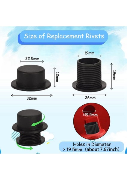 Plaj Çantası Için 12 Takım Vida Perçin Değiştirme Sapanlar Düğmeler Kauçuk Plaj Çantaları (Siyah) (Yurt Dışından) modelleri