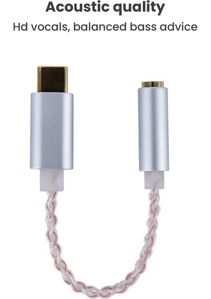 Hıfı Dac Kulaklık Amplifikatörü USB Typec - 3.5mm Kulaklık Ses Adaptörü 32BIT 384 Khz Dijital Dekoder Aux Dönüştürücü Gümüş (Yurt Dışından) fiyatları