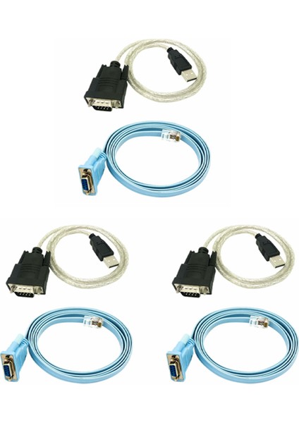 3x RJ45 Ağ Kablosu Seri Kablo RJ45 - Db9 ve RS232 - USB (2'si 1 Arada) Cat5 Ethernet Adaptörü Lan Konsol Kablosu (Yurt Dışından)