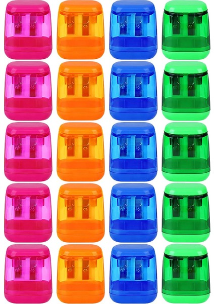 48 Adet Manuel Kalemtıraş Çift Delikli Kompakt Kalemtıraş Kapaklı Çocuk Kalemtıraş Mix 4 Renk (Yurt Dışından)