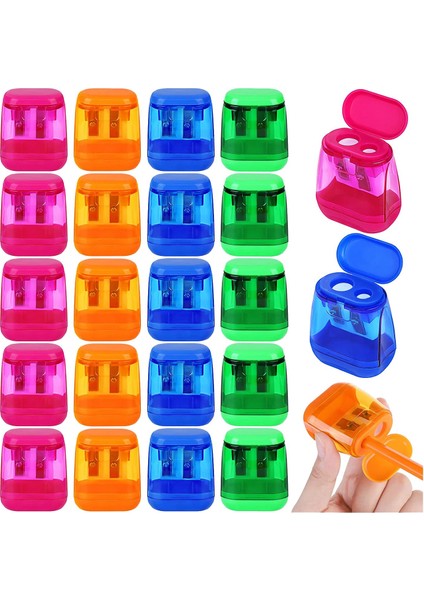 48 Adet Manuel Kalemtıraş Çift Delikli Kompakt Kalemtıraş Kapaklı Çocuk Kalemtıraş Mix 4 Renk (Yurt Dışından) fiyatları