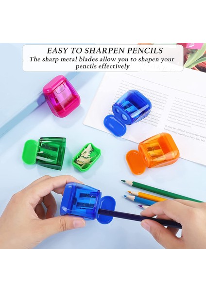 48 Adet Manuel Kalemtıraş Çift Delikli Kompakt Kalemtıraş Kapaklı Çocuk Kalemtıraş Mix 4 Renk (Yurt Dışından) indirimleri
