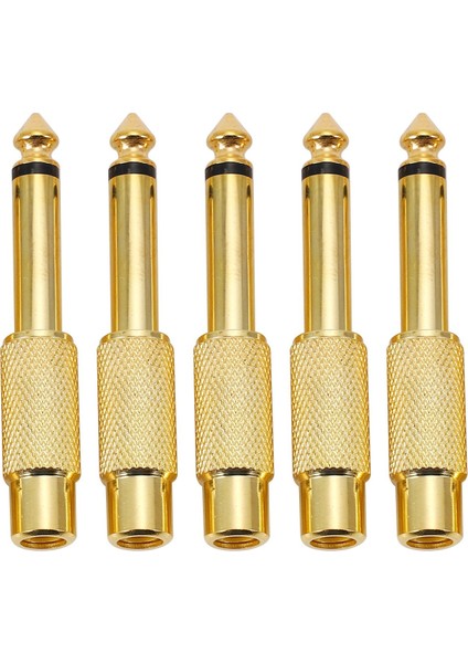 5x Altın Kaplama 6.35MM 1/4 Inç Erkek Mono Fiş Rca Dişi 6.5mm Jack Ses Stereo Adaptör Konnektörü Fiş Dönüştürücü Ses Mikseri (Yurt Dışından)