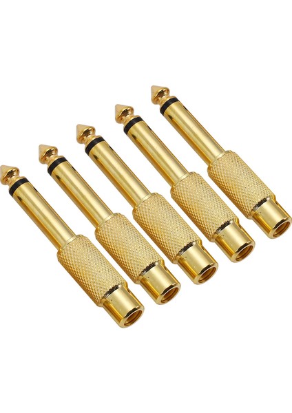 5x Altın Kaplama 6.35MM 1/4 Inç Erkek Mono Fiş Rca Dişi 6.5mm Jack Ses Stereo Adaptör Konnektörü Fiş Dönüştürücü Ses Mikseri (Yurt Dışından)