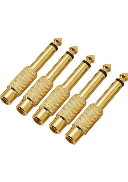 5x Altın Kaplama 6.35MM 1/4 Inç Erkek Mono Fiş Rca Dişi 6.5mm Jack Ses Stereo Adaptör Konnektörü Fiş Dönüştürücü Ses Mikseri (Yurt Dışından)