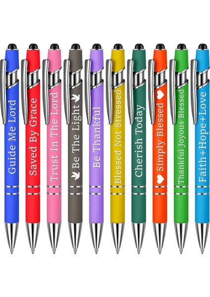 10 Adet Tükenmez Kalemler Ofis Ilham Alıntılar Snarky Ekran Dokunmatik Stylus Kalem Teşvik Edici Kutsal Yazılar Siyah Mürekkep, A (Yurt Dışından)