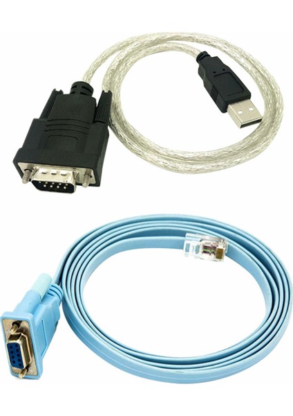 5x RJ45 Ağ Kablosu Seri Kablo RJ45 - Db9 ve RS232 - USB (2'si 1 Arada) Cat5 Ethernet Adaptörü Lan Konsol Kablosu (Yurt Dışından)