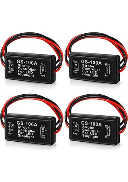 GS-100A Fren Lambası Flaşör Modülü, Dc 12-24V 2A 24W Yüksek Fren Kontrol Cihazı Kuyruk Lambası Güvenlik Istemi Kontrol Cihazı 4 Adet (Yurt Dışından)