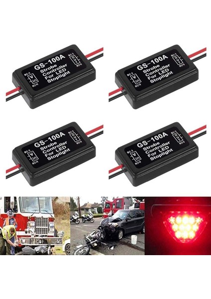 GS-100A Fren Lambası Flaşör Modülü, Dc 12-24V 2A 24W Yüksek Fren Kontrol Cihazı Kuyruk Lambası Güvenlik Istemi Kontrol Cihazı 4 Adet (Yurt Dışından) fiyatları