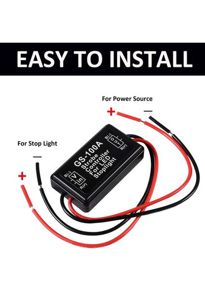 GS-100A Fren Lambası Flaşör Modülü, Dc 12-24V 2A 24W Yüksek Fren Kontrol Cihazı Kuyruk Lambası Güvenlik Istemi Kontrol Cihazı 4 Adet (Yurt Dışından) indirimleri