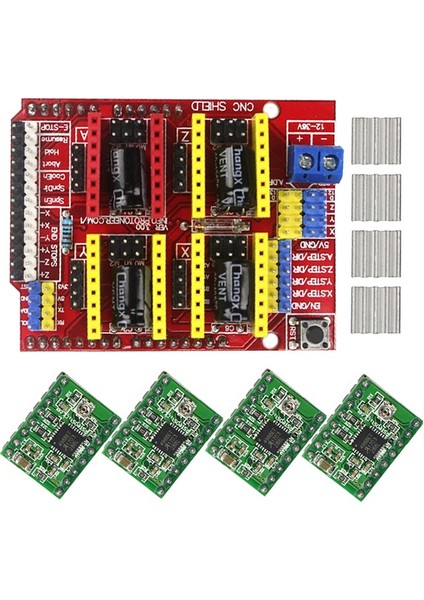 5 Adet A4988 Step Motor Sürücü Kontrol Rampaları 1.4 Uyumlu Stepstick Motor Sürücü Modülü Isı Emici ile 3D Yazıcı Için Yeşil (Yurt Dışından)