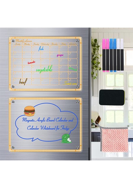 Buzdolabı Için Akrilik Manyetik Kuru Silme Tahtası Takvimi, Buzdolabı Için 2pack 15.7X11.8 Inç Temizle Takvim Planlayıcısı Kurulu (Yurt Dışından) fiyatları