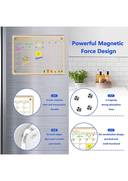 Buzdolabı Için Akrilik Manyetik Kuru Silme Tahtası Takvimi, Buzdolabı Için 2pack 15.7X11.8 Inç Temizle Takvim Planlayıcısı Kurulu (Yurt Dışından) modelleri