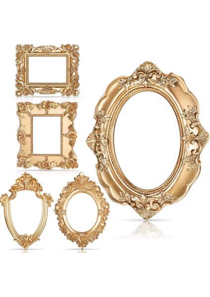 5 Adet Vintage Reçine Resim Çerçevesi Duvar Asılı Masa Üstü Takı Ekran Çerçevesi Tatil Partisi Otel Dekoru (Yurt Dışından)