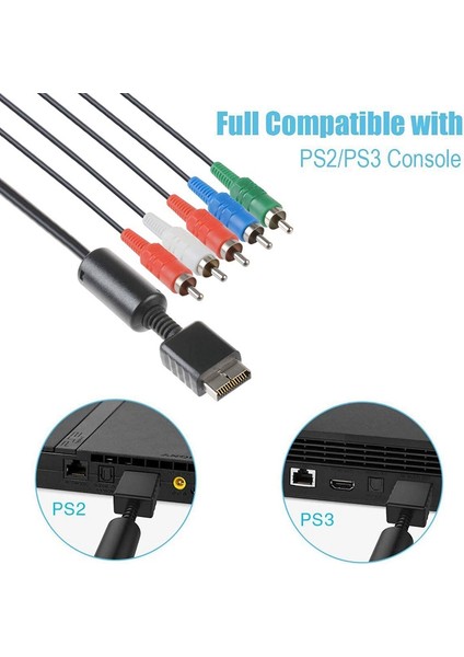 Ps2/ps3/ps3 Ince Hdtv'ye Hazır Tv Hd Komponent Av Kablosu 5 Telli 6ft Siyah Için Ypbpr (Yurt Dışından)