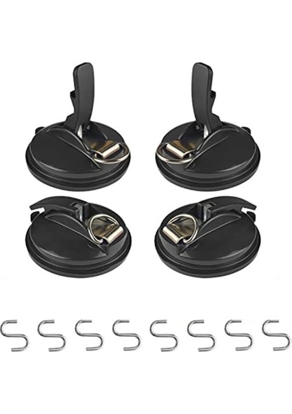 4 Adet Ağır Hizmet Tipi Vantuz Çapa Güçlü Vantuz Araba Tentelerini Sabitlemek Için Kancalı, Cam/fayans Üzerinde Yumuşatma (Yurt Dışından)