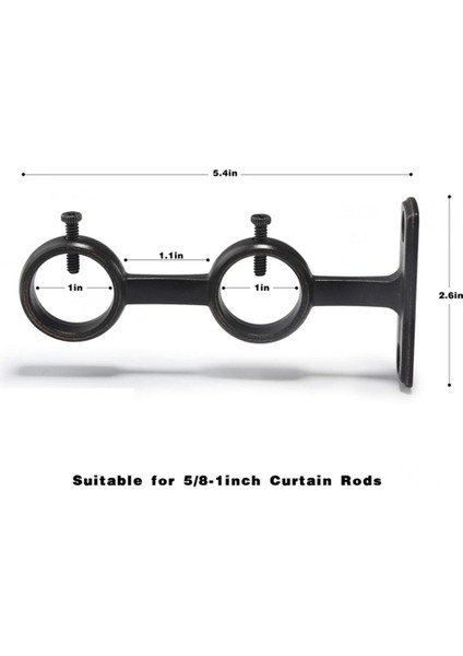 Perde Çubuk Braketi Sağlam Ayarlanabilir Çift Perde Çubuk Braketleri Çap 1.1 Inç Için Daire Perde Çubuk Tutucular (Yurt Dışından)