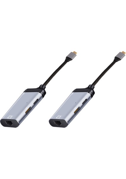 2x 3'ü 1 Arada Tip-C - Gigabit Ethernet RJ45 Lan Pd Şarj USB C Veri Bağlantı Noktası Dönüştürücü Adaptör Tv S20 Için (Yurt Dışından)
