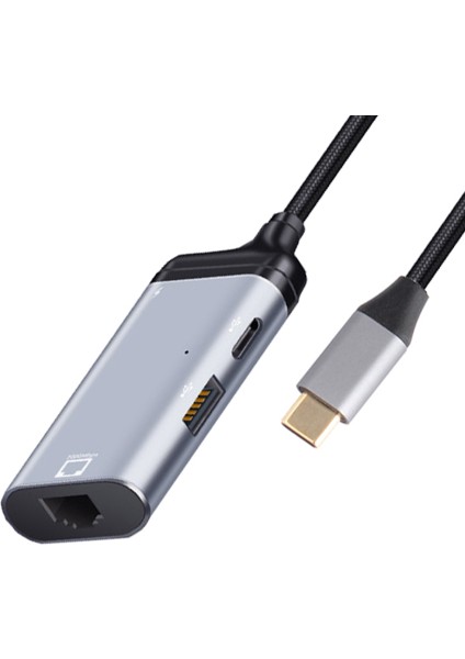 2x 3'ü 1 Arada Tip-C - Gigabit Ethernet RJ45 Lan Pd Şarj USB C Veri Bağlantı Noktası Dönüştürücü Adaptör Tv S20 Için (Yurt Dışından)