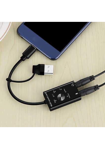Harici Ses Kartı Usb2.0 Tip C Stereo Mikrofon Adaptörü Dizüstü Kulaklık Için Profesyonel Dönüştürücü (Yurt Dışından)