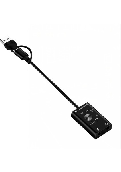 Harici Ses Kartı Usb2.0 Tip C Stereo Mikrofon Adaptörü Dizüstü Kulaklık Için Profesyonel Dönüştürücü (Yurt Dışından)
