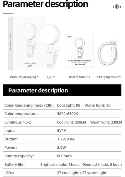 Şarj Edilebilir Telefon Selfie Halka Işığı, Telefon, Dizüstü Bilgisayar, Kamera, Selfie, Video Konferans-Siyah Için Telefon Işık Klipsi (Yurt Dışından) fiyatları