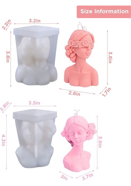 2 Paket Mum Silikon Kalıp Gözler Kapalı Kız Gözleri Bağlı Kız Dıy Karakter Alçı Portre Heykel Kalıp (Yurt Dışından) fiyatları