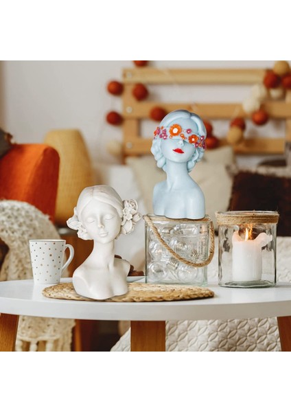 2 Paket Mum Silikon Kalıp Gözler Kapalı Kız Gözleri Bağlı Kız Dıy Karakter Alçı Portre Heykel Kalıp (Yurt Dışından) modelleri