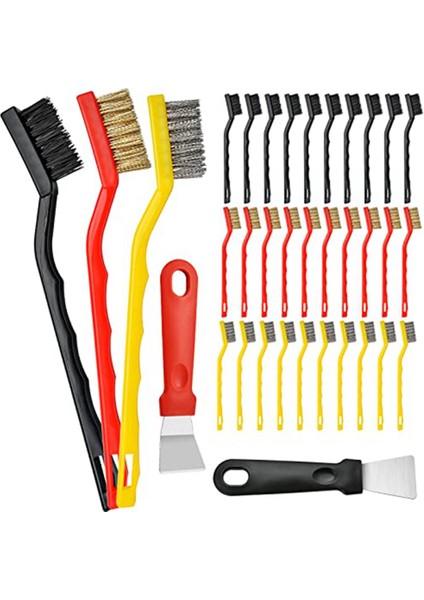 Mini Tel Fırçalar 60 Sayılı Paslanmaz Çelik Fırçalar Kaynak Cürufu Kirini Temizlemek Için 2 Kazıyıcılı Pirinç/naylon Fırçalar (Yurt Dışından)