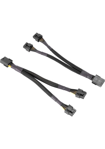2 Adet Gpu Pcıe 8 Pin Dişi - Çift 2x 8 Pin (6+2) Erkek Pcı Express Güç Adaptörü Örgülü Y-Splitter Uzatma Kablosu, 20CM (Yurt Dışından)