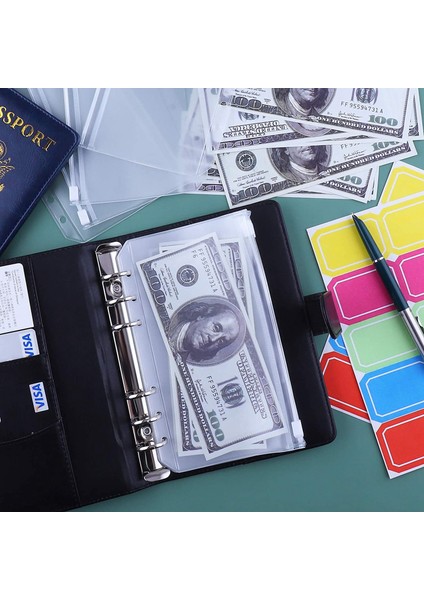 A6 Pu Deri Bütçe Organizatör Bağlayıcı Setleri, Depolama Nakit, Madeni Para, Çek, Makbuz Siyahı Için Harikadır (Yurt Dışından) fiyatları
