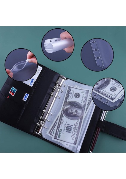 A6 Pu Deri Bütçe Organizatör Bağlayıcı Setleri, Depolama Nakit, Madeni Para, Çek, Makbuz Siyahı Için Harikadır (Yurt Dışından) fırsatları