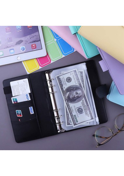 A6 Pu Deri Bütçe Organizatör Bağlayıcı Setleri, Depolama Nakit, Madeni Para, Çek, Makbuz Siyahı Için Harikadır (Yurt Dışından) indirimleri