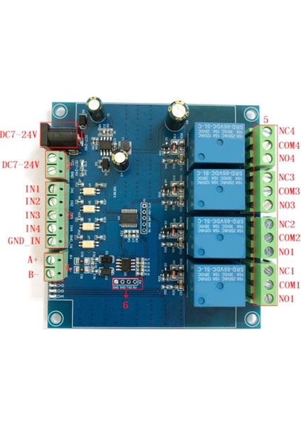 3x Modbus Rtu 4 Yollu Röle Modülü 7-24V Röle Modülü Anahtarı RS485/TTL Giriş ve Çıkış, Anti Ters Koruma ile (Yurt Dışından)