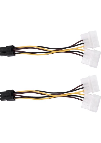 2x A Çift 4-Pin Molex Ide - 6 Pin Pcı-E Grafik Kartı Güç Bağlantı Kablosu Adaptörü (Yurt Dışından)