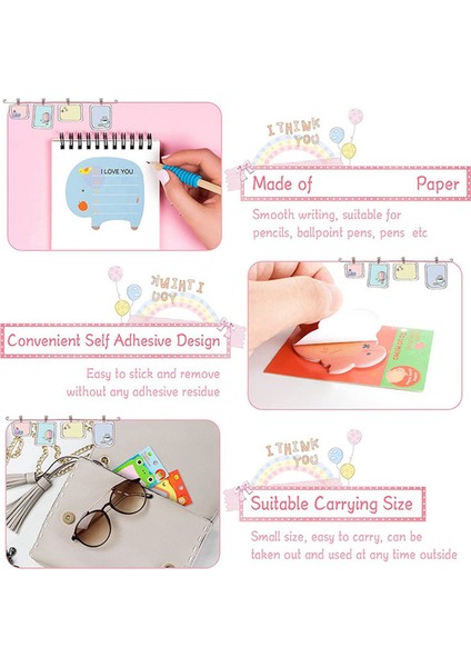 Sevimli Yapışkan Notlar 640 Yaprak (32 Parça) Mini Hayvan Yapışkan Notlar Seti Komik Kendinden Yapışkanlı Bloknot Renkli (Yurt Dışından) modelleri
