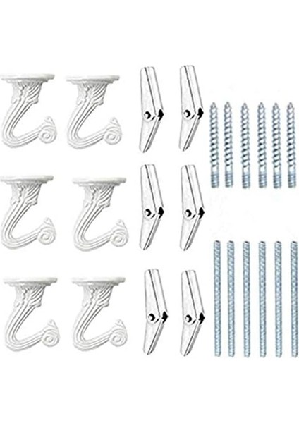 Asma Tesisi Için 6 Takım Tavan Kancaları, Asma Tavan Kancaları Duvar Kancası Donanımlı Ağır Hizmet Geçiş Kancaları (Yurt Dışından)