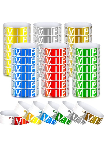 600 Paket Vıp Kağıt Bilezikler Vıp Su Geçirmez Vıp Neon Etkinlikler Partisi Için Renkli (Yurt Dışından)