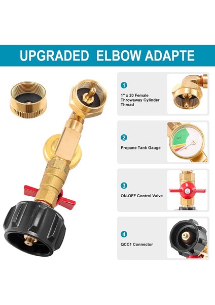 Qcc1 Propan Tank Göstergeli Propan Dolum Dirsek Adaptörü, Açma-Kapama Kontrol Valfli 90 Derece Propan Doldurma Adaptörü (Yurt Dışından) indirimleri