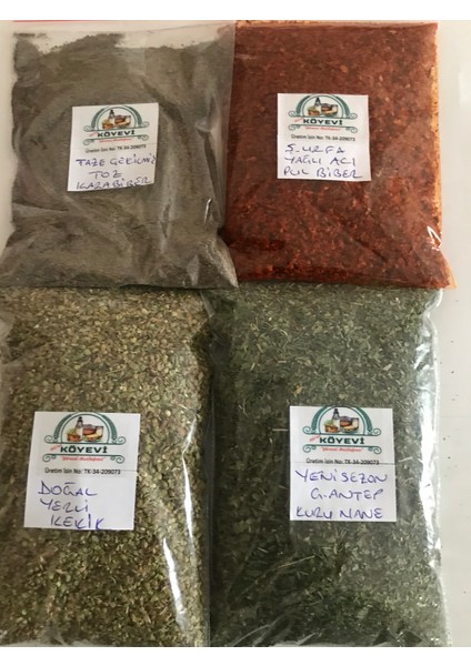 Yöreselmutfağım 4lü Baharat Seti 100 Gram (Kurutulmuş Nane Doğal Kekik Yağlı Acı Pul Biber Öğütülmüş Karabiber) modelleri